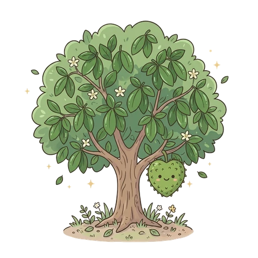 Spiny green soursop fruit on the tree