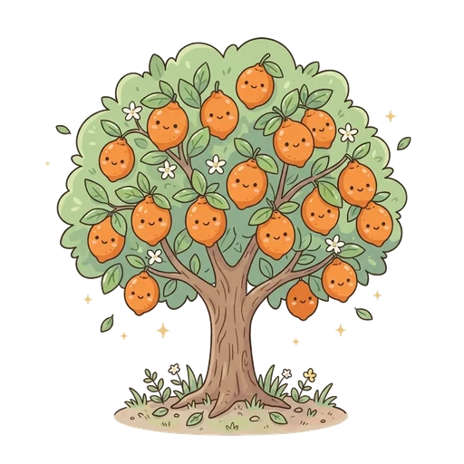 Bright orange tangelos on the tree