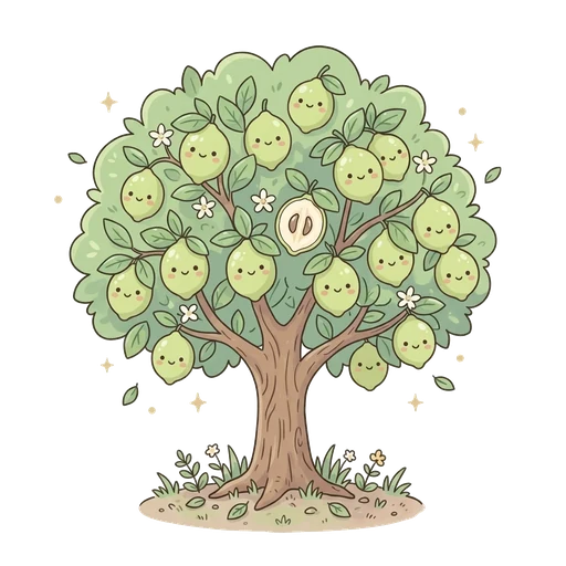 Green white sapote fruit on the tree