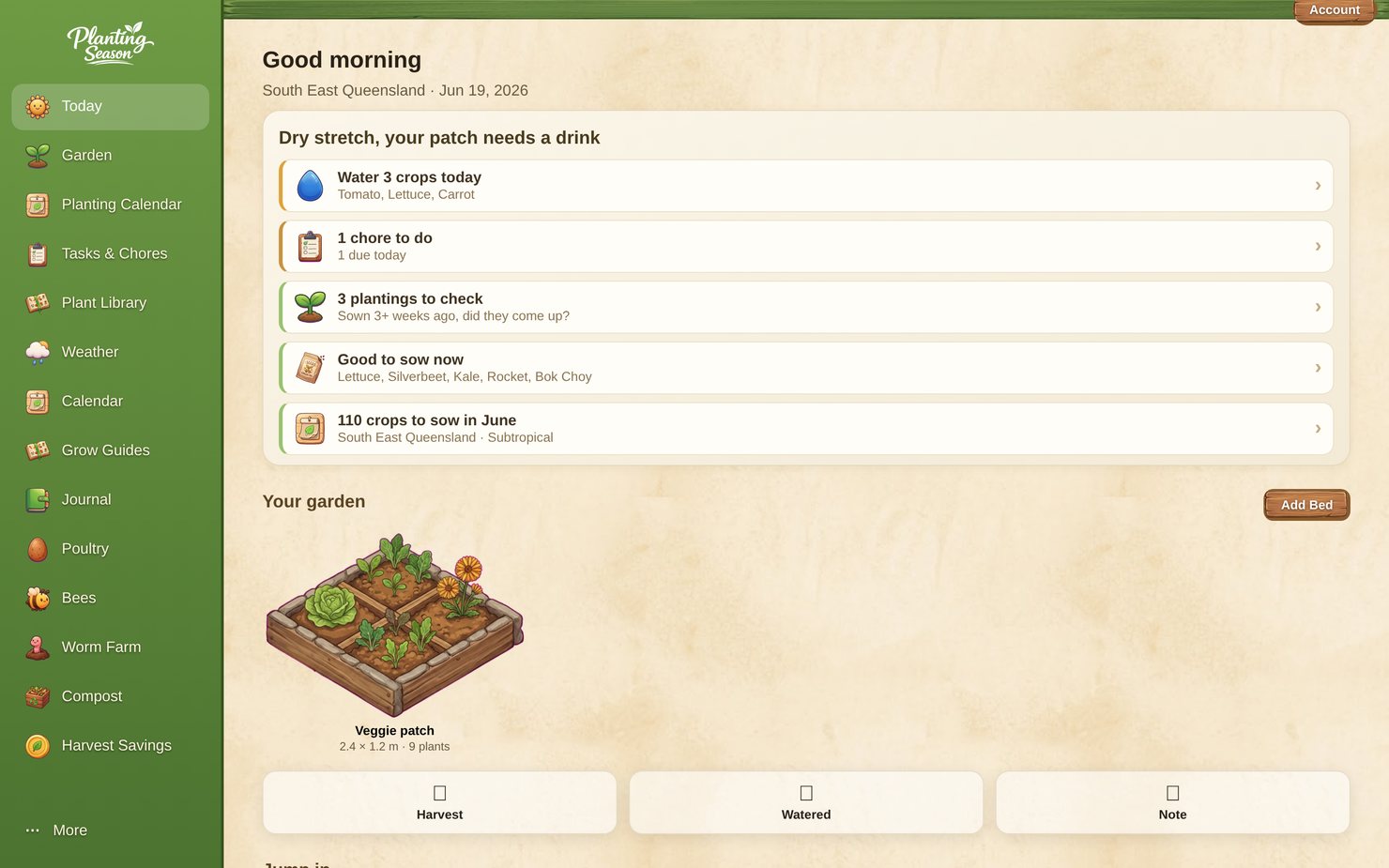 Today in the Planting Season app
