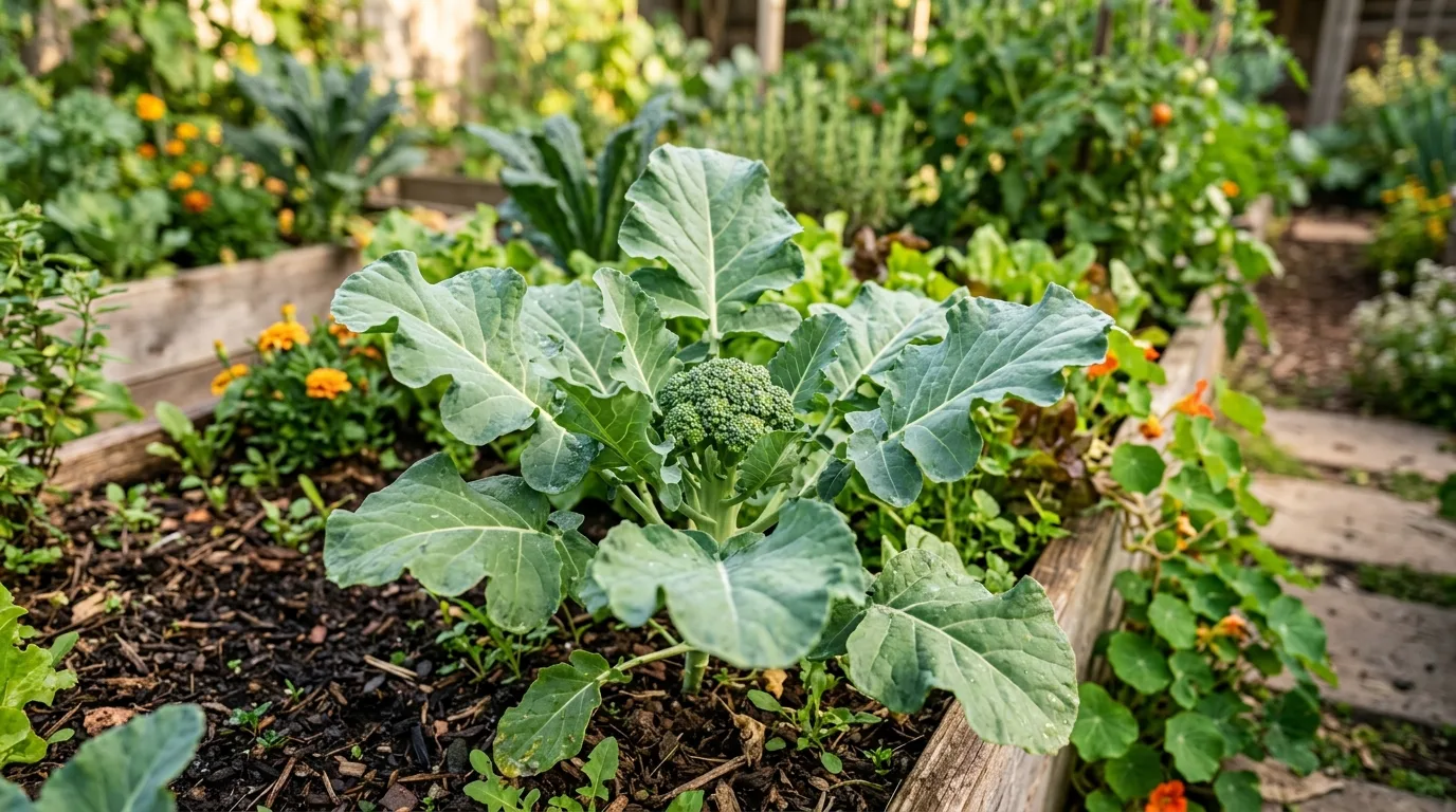 A broccoli plant with a tiny premature head